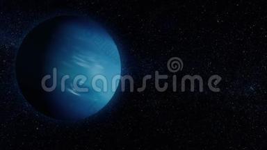 海王星，太阳系行星。 行星海王星美丽的三维动画行星海王星旋转与阿尔法通道